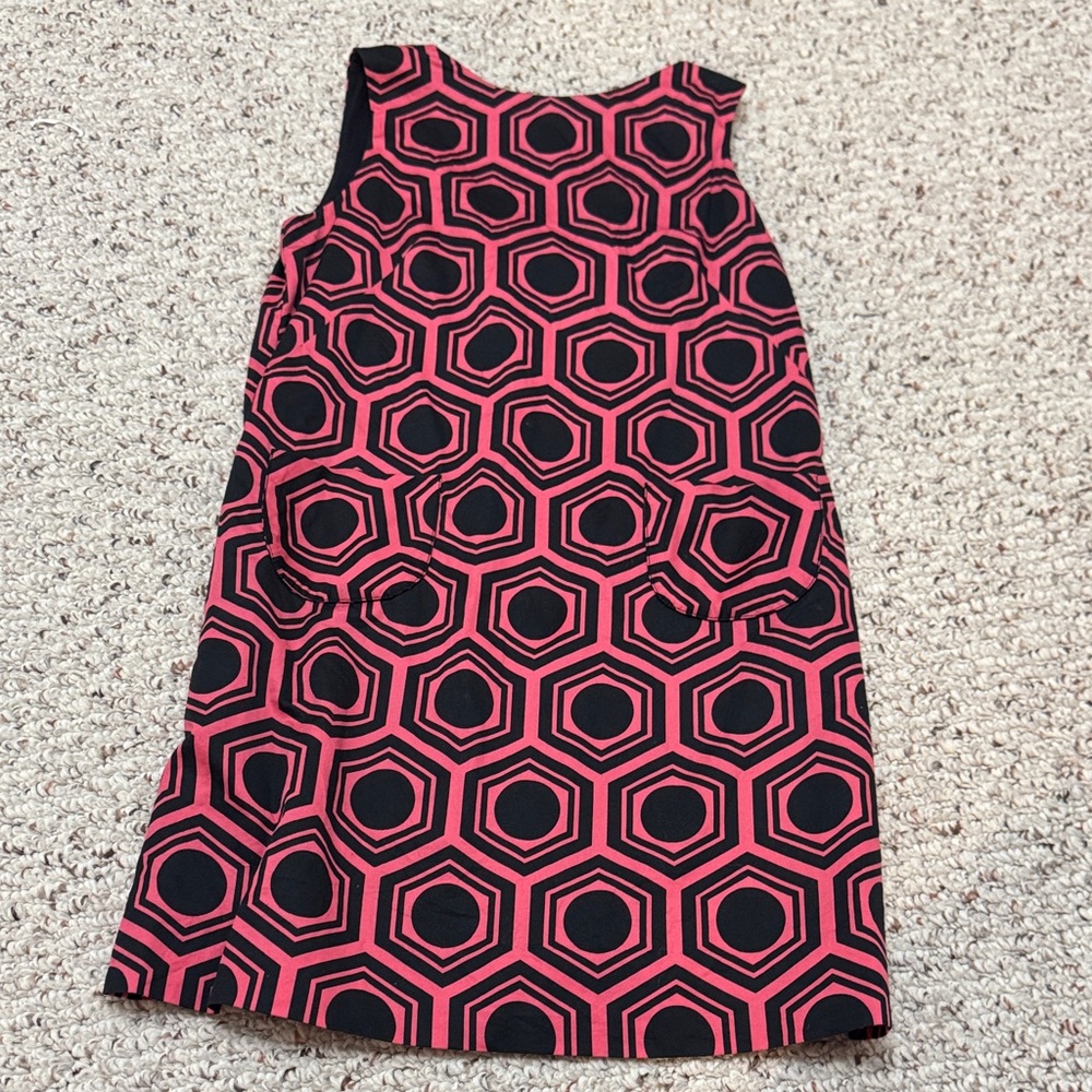 Milly Minis Pink and Navy Retro Mod Kids Dress
